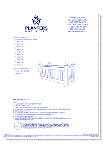 Versailles Composite Rectangular Planter