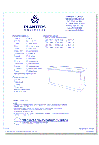 Sienna Rectangular Fiberglass Planter