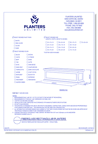 Keswick Fiberglass Rectangular Planter – Single Panel