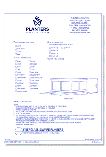 Keswick Fiberglass Square Planter – Double Panel
