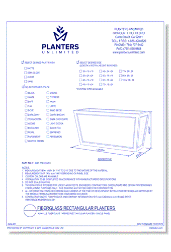 Ashville Fiberglass Tapered Rectangular Planter – Single Panel