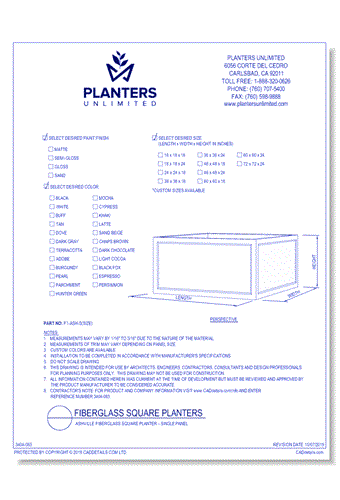 Ashville Fiberglass Square Planter – Single Panel