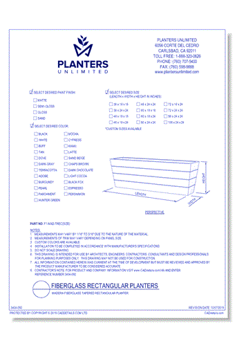Madera Fiberglass Tapered Rectangular Planter