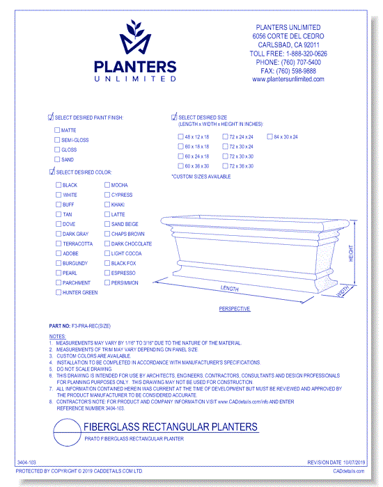 Prato Fiberglass Rectangular Planter