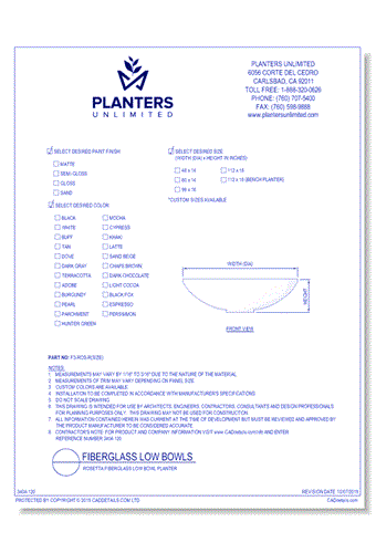 Rosetta Fiberglass Low Bowl Planter