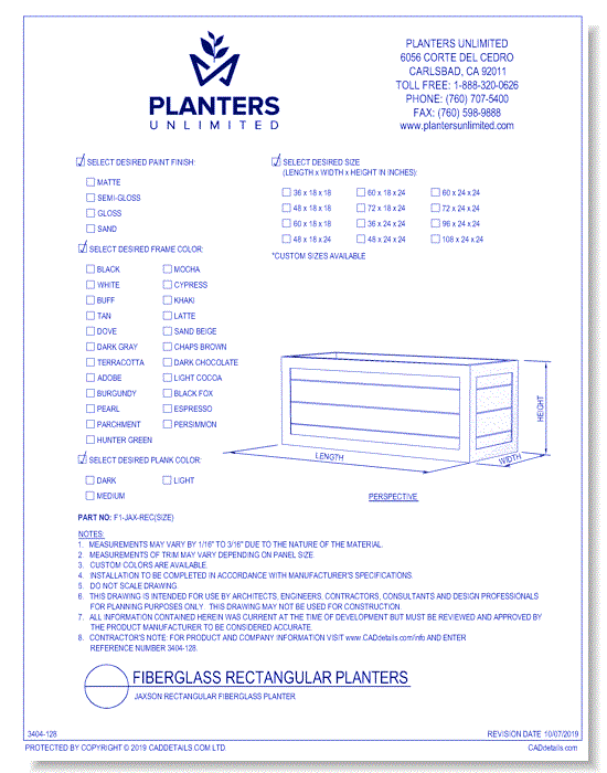 Jaxson Rectangular Fiberglass Planter