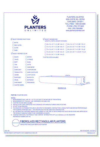 Naples Rectangular Fiberglass Planter