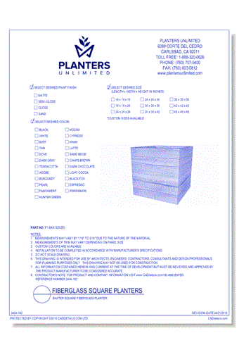 Baxter Square Fiberglass Planter 