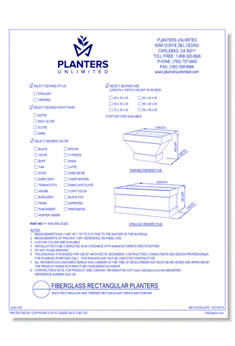 Knox Rectangular And Tapered Rectangular Fiberglass Planter 