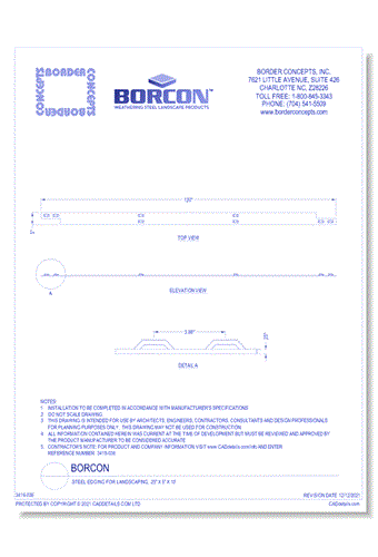BORCON: Steel Edging for Landscaping, .25" x 5" x 10'