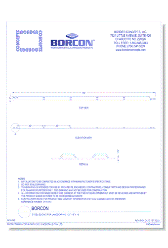 BORCON: Steel Edging for Landscaping, .125" x 6" x 16'