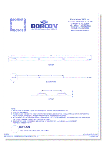 BORCON: Steel Edging for Landscaping, .188" x 4" x 10'