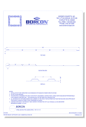 BORCON: Steel Edging for Landscaping, .188" x 4" x 16'