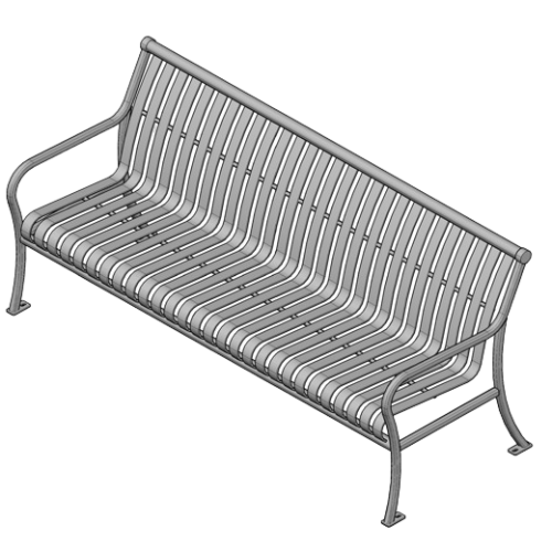 P4 - 4' AND P6 - 6' Steel Bench w/Back