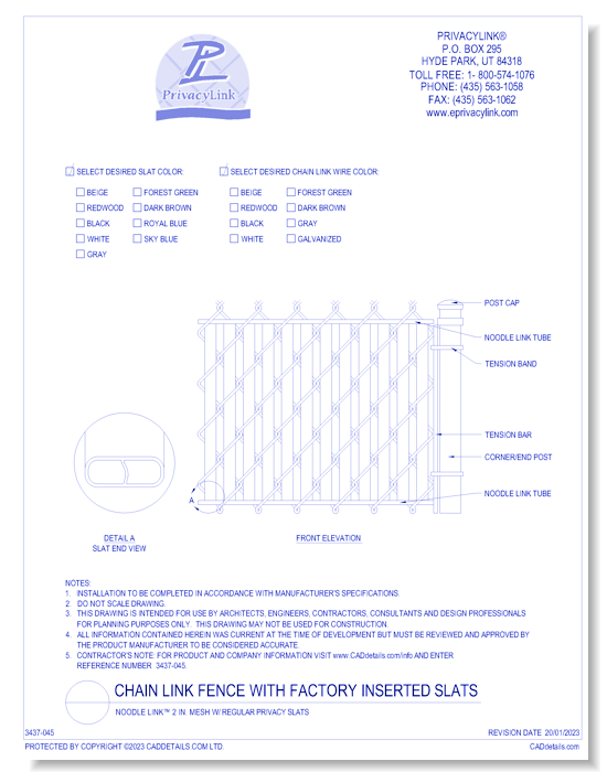 **Noodle Link™ 2 In. Mesh w/ Regular Privacy Slats**