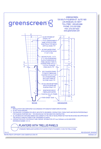 Planters with Trellis Panels: Standard Fiberglass Planter With Planter Strap Attachment (5135R) for Trellis Panel 