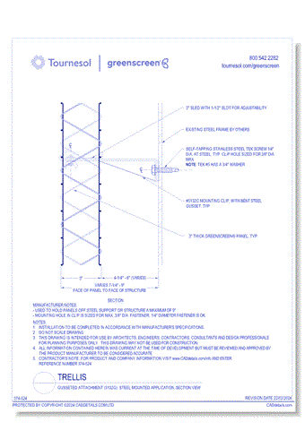 Gussetted Attachment (5132G): Steel Mounted Application, Section View