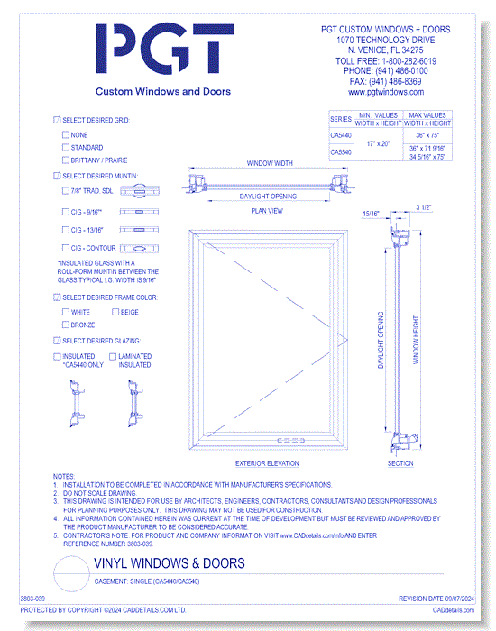 Casement: Single (CA5440/CA5540)