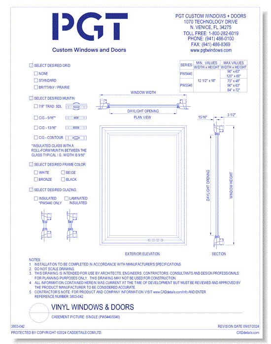 Casement Picture: Single (PW5440/5540)