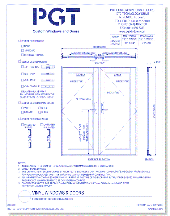 French Door: Double (FD5455/FD5555)