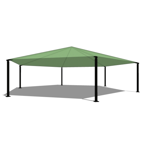 40' Hexagon Shade with 8' Height, Glide Elbow™, and In-Ground Mount
