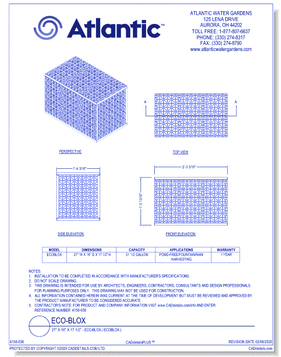 27" x 16" x 17½" - Eco-Blox ( ECOBLOX )