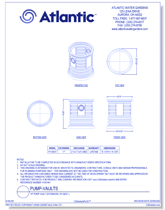 18” Pump Vault Extension ( PV18EXT )