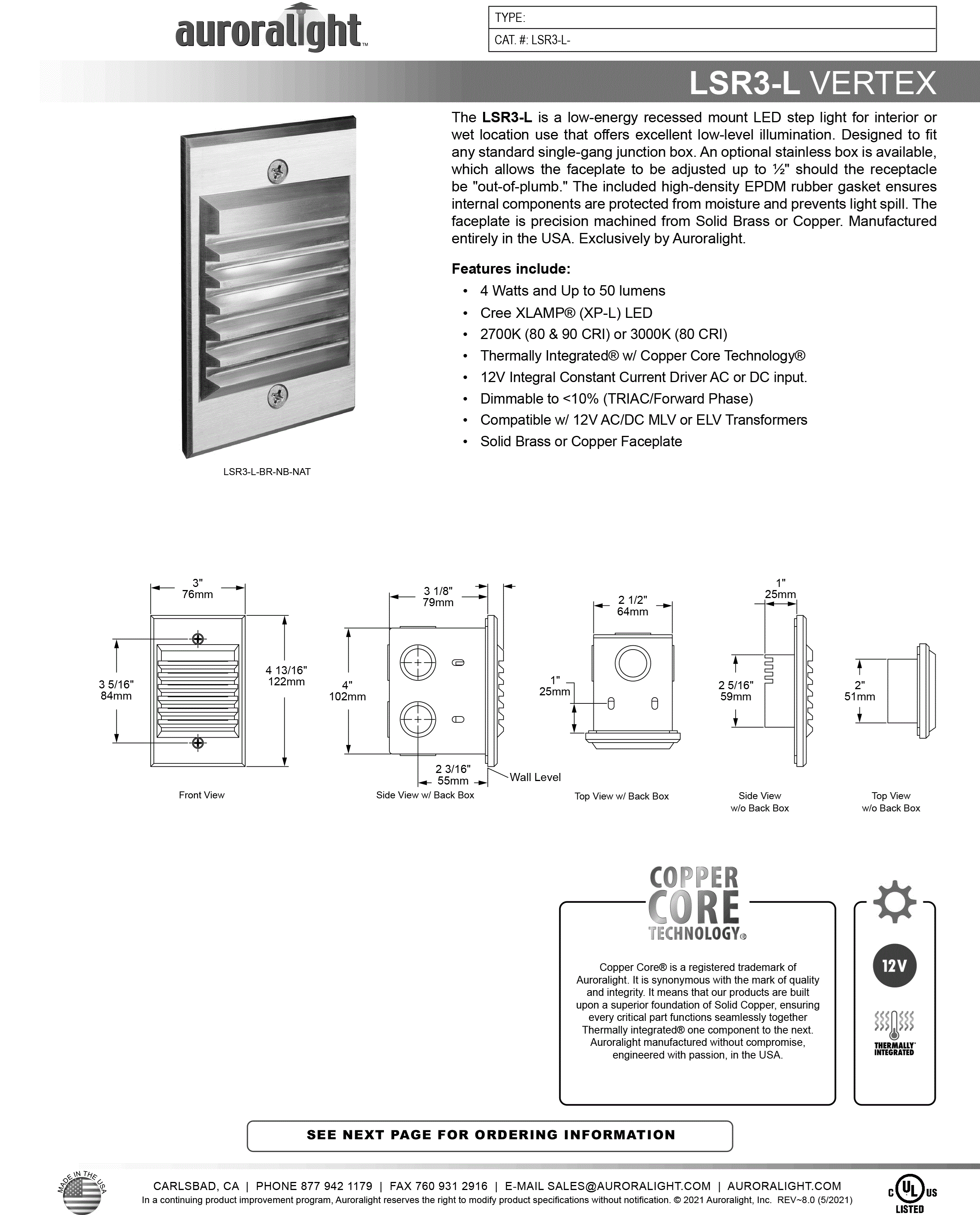 LSR3-L Vertex Step/Wall Light
