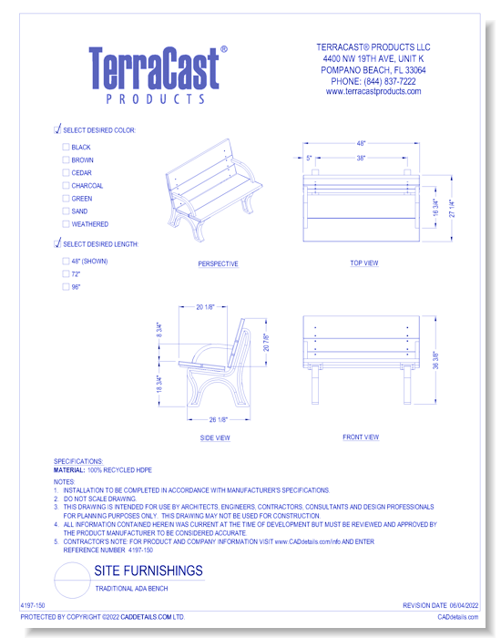 Traditional ADA Bench