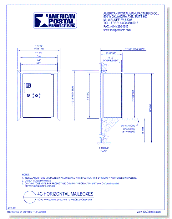High Security 4C-X2 Horizontal (N1027868) - 2 Parcel Locker Unit