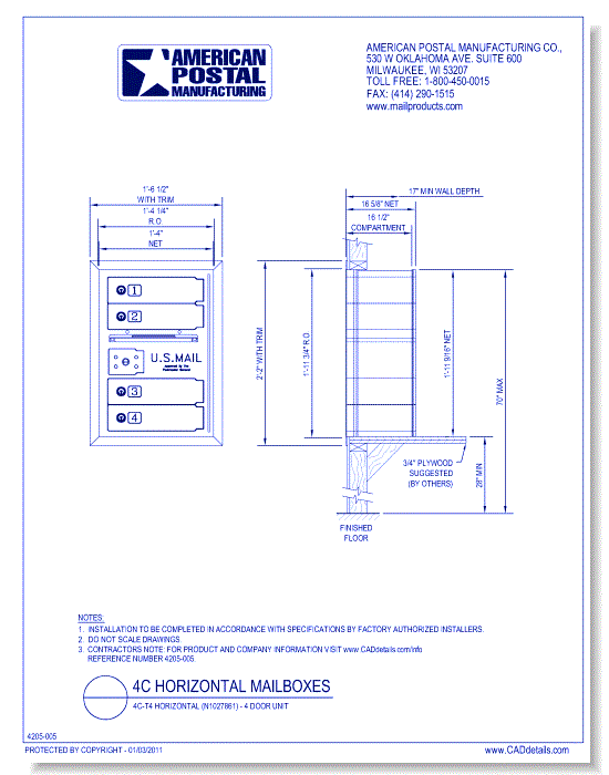 High Security 4C-T4 Horizontal (N1027861) - 4 Door Unit