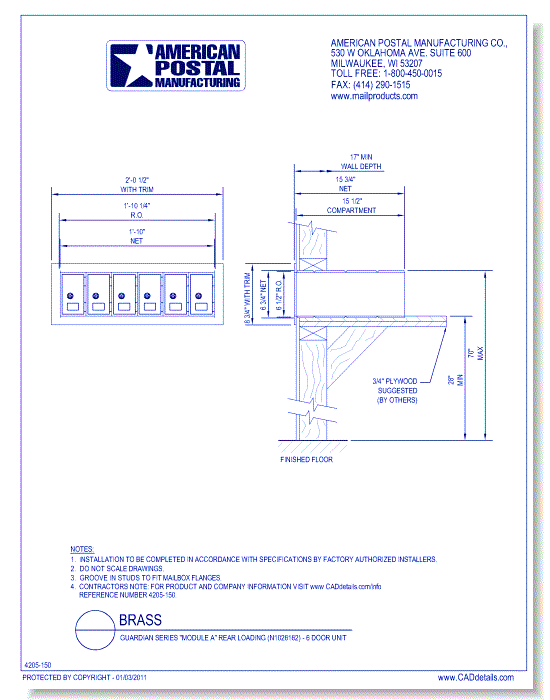 Guardian Series "Module A" Rear Loading (N1026162) - 6 Door Unit