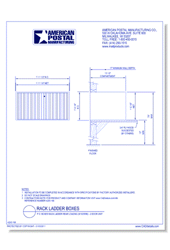 P.O. Boxes Rack Ladder Rear Loading (N1025996) - 2 Door Unit