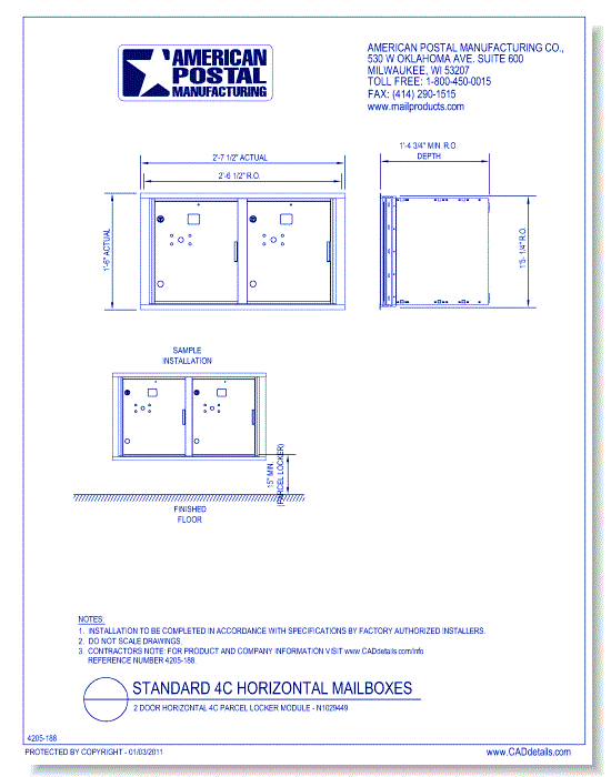 2 Door Horizontal 4C Parcel Locker Module – N1029449