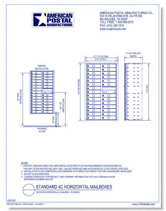 28 Door Horizontal 4C Mailbox – N1029456