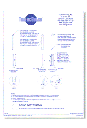 Model RPT6601: TrafficGuard® Round Post "Twist-In", Assembly Detail