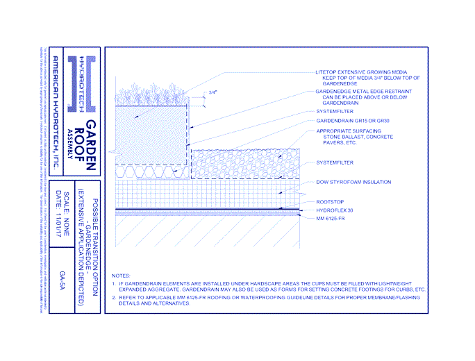 Garden Roof Assembly: Possible Transition Option – GardenEdge (ext. Application Depicted) ( GA-5A )