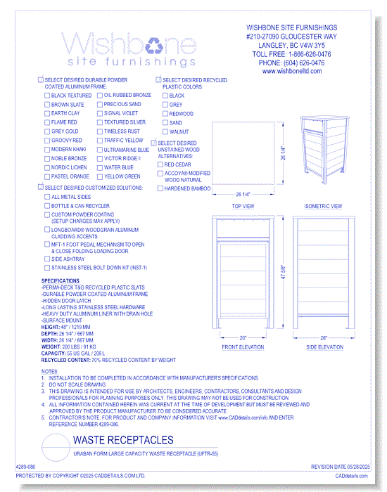 Urban Form Large Capacity Waste Receptacle ( UFTR-55 )