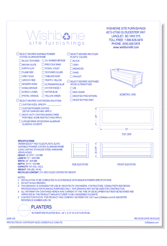 Rutherford Planter Box - 24"L x 72"W x 23"H Frame ( PLTR-26 )