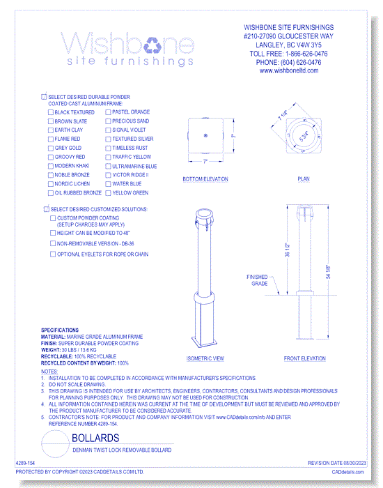 Denman Twist Lock Removable Bollard