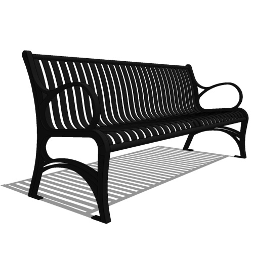 Model CV1-1010: CityView Backed Bench - Vertical Strap, Six Foot Length, Cast Iron Ends
