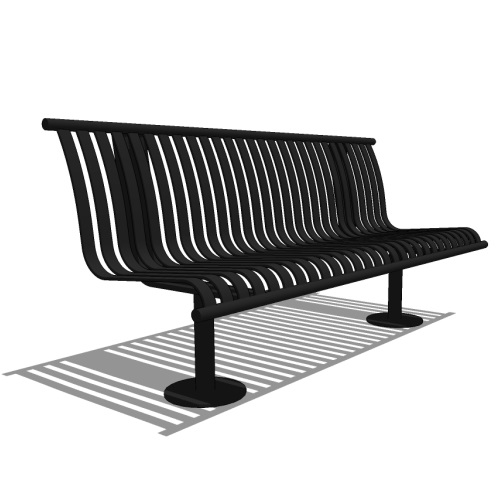 Model CV1-1020: CityView Backed Bench - Vertical Strap, Six Foot Length, No Ends, Surface Mount