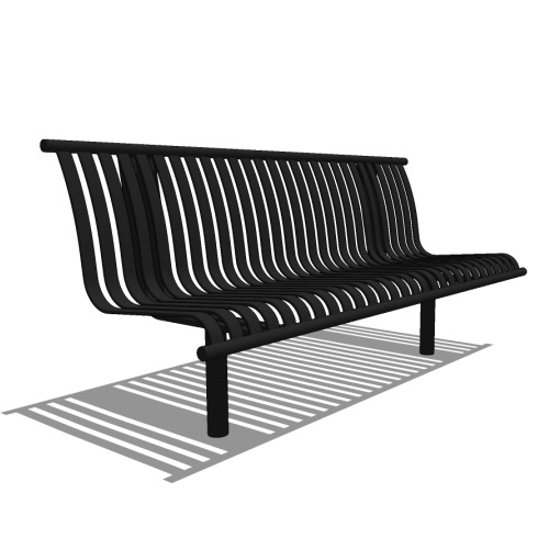 Model CV1-1030: CityView Backless Bench -  Vertical Strap, Six Foot Length, No Ends, Embedded Mount