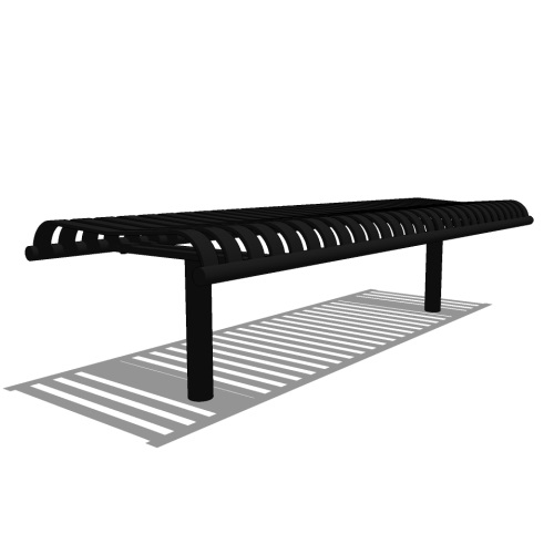 Model CV1-1130: CityView Backless Bench - Vertical Strap, Six Foot Length, No Ends, Embedded Mount