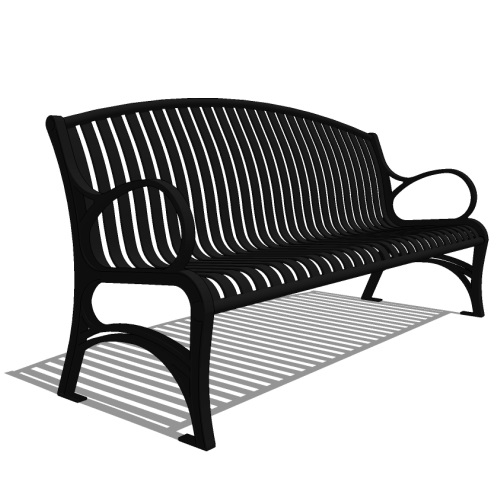 Model CV1-1210: CityView Arch Backed Bench - Vertical Strap, Six Foot Length, Cast Iron Ends