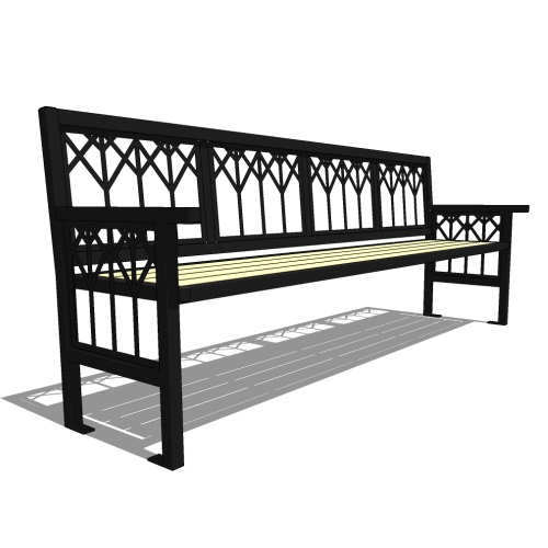 Model BN1-2000: Banning Backed Bench - Eight Foot Length, Steel Bar Ends