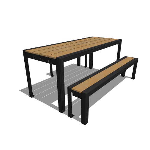 Model WN6-4481: Wynne Picnic Table - 72 x 30inch Table Top, One Six Foot and One Four Foot Bench, Surface Mount