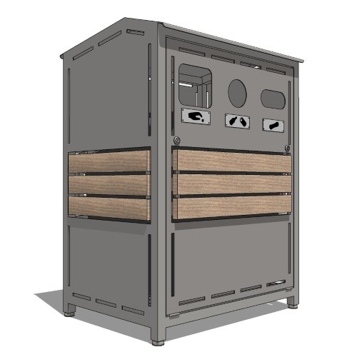 Skyline Waste/Recycle Receptacle With Tropical Wood Accents (PS-920-34-AL-WD3)