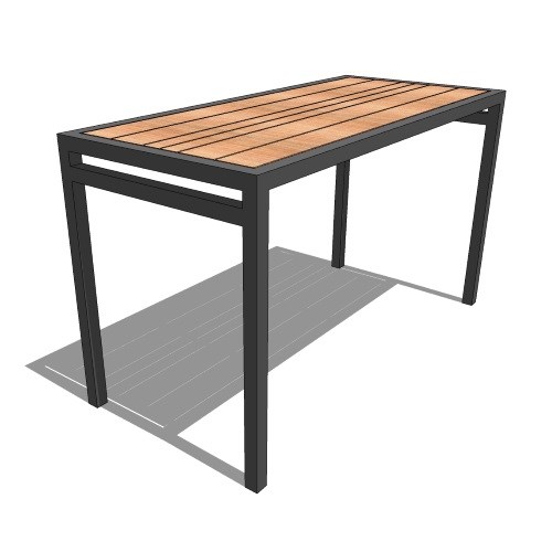 Skyline Bar Table With Tropical Hardwood Slats (PS-1010-AL-WD3)