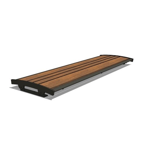 Surface Backless Bench With Tropical Wood Slats (PS-2069-AL-SD-WD3)